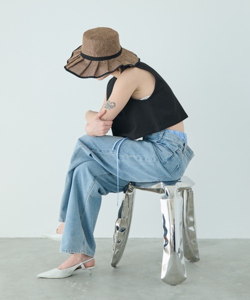 Aunt Marie's(アントマリーズ)の「バイカラージュートフリルHAT(ハット・レディース・ブラウン/ベージュ・FREE)」の16枚目の写真