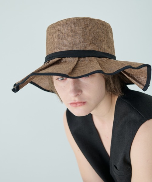 Aunt Marie's(アントマリーズ)の「バイカラージュートフリルHAT(ハット・レディース・ブラウン/ベージュ・FREE)」の4枚目の写真