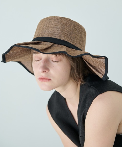 Aunt Marie's(アントマリーズ)の「バイカラージュートフリルHAT(ハット・レディース・ブラウン/ベージュ・FREE)」の6枚目の写真