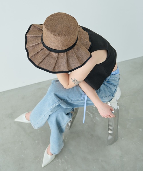 Aunt Marie's(アントマリーズ)の「バイカラージュートフリルHAT(ハット・レディース・ブラウン/ベージュ・FREE)」の11枚目の写真