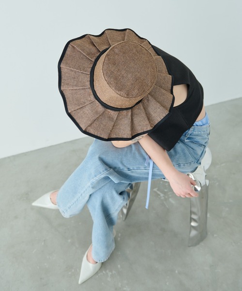 Aunt Marie's(アントマリーズ)の「バイカラージュートフリルHAT(ハット・レディース・ブラウン/ベージュ・FREE)」の12枚目の写真