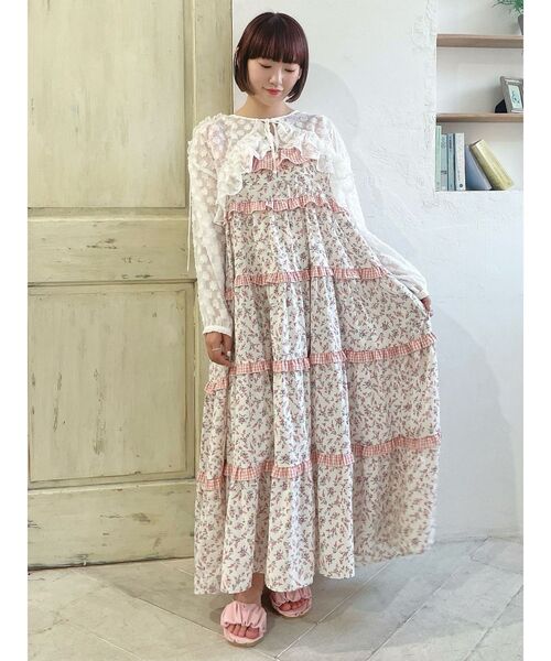 merry jenny（メリージェニー）の「オフショルfrillキャミワンピース（ワンピース・レディース・ブルー/ブラック/ピンク・FREE）」の8枚目の写真