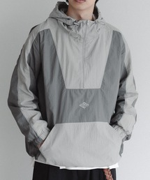 配色ナイロンアノラックパーカー