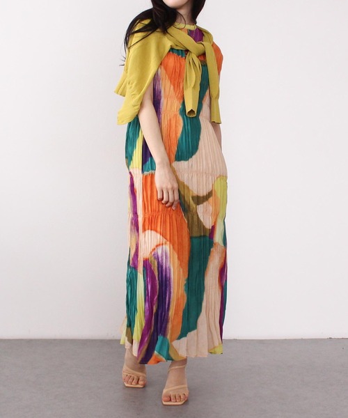 【セール】ランダムプリーツシャーリングワンピース（ワンピース）｜Three Four Time（スリーフォータイム）