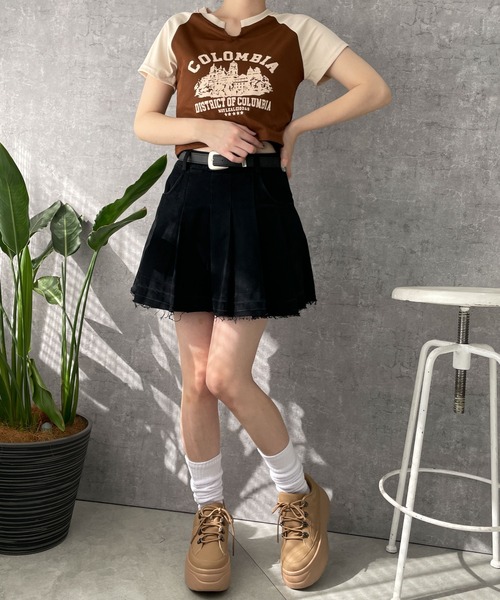 WEGO（ウィゴー）の「WEGO/ベルト付プリーツスカパン（スカート・レディース・ブラック/ベージュ/アイボリー・MEDIUM/SMALL）」の4枚目の写真