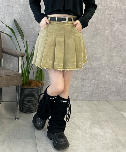WEGO（ウィゴー）の「WEGO/ベルト付プリーツスカパン（スカート・レディース・ブラック/ベージュ/アイボリー・MEDIUM/SMALL）」の10枚目の写真
