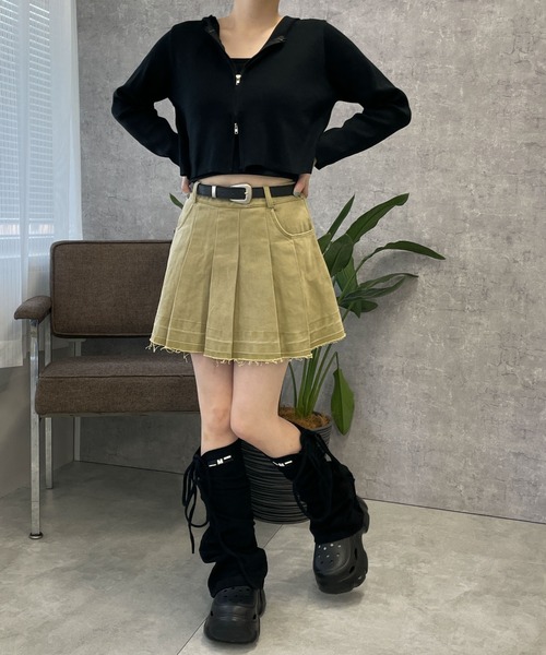 WEGO（ウィゴー）の「WEGO/ベルト付プリーツスカパン（スカート・レディース・ブラック/ベージュ/アイボリー・MEDIUM/SMALL）」の5枚目の写真