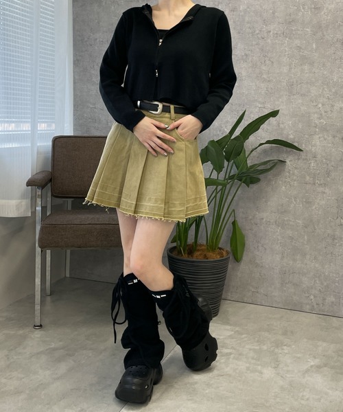 WEGO（ウィゴー）の「WEGO/ベルト付プリーツスカパン（スカート・レディース・ブラック/ベージュ/アイボリー・MEDIUM/SMALL）」の12枚目の写真