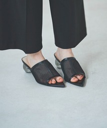 ラメメッシュクリアヒールミュール