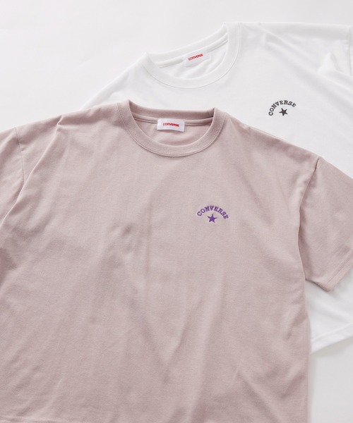 CONVERSE(コンバース)の「【CONVERSE】コンバースロゴワンポイント刺繍Tシャツ /4282-9832(Tシャツ/カットソー・レディース・ピンク/ホワイト/ライトグレー/ライトグリーン・M/L)」の4枚目の写真