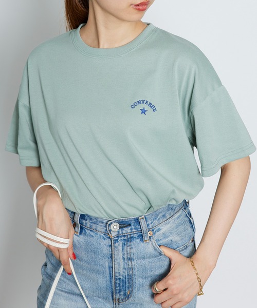 CONVERSE(コンバース)の「【CONVERSE】コンバースロゴワンポイント刺繍Tシャツ /4282-9832(Tシャツ/カットソー・レディース・ピンク/ホワイト/ライトグレー/ライトグリーン・M/L)」の3枚目の写真