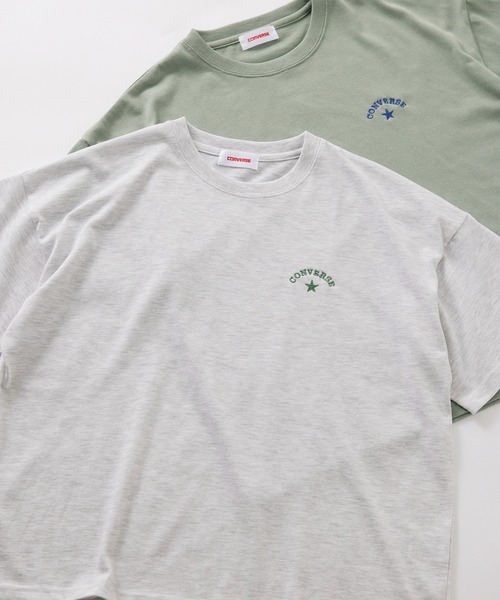 CONVERSE(コンバース)の「【CONVERSE】コンバースロゴワンポイント刺繍Tシャツ /4282-9832(Tシャツ/カットソー・レディース・ピンク/ホワイト/ライトグレー/ライトグリーン・M/L)」の2枚目の写真