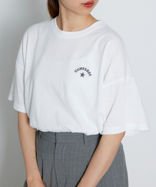 CONVERSE(コンバース)の「【CONVERSE】コンバースロゴワンポイント刺繍Tシャツ /4282-9832(Tシャツ/カットソー・レディース・ピンク/ホワイト/ライトグレー/ライトグリーン・M/L)」の16枚目の写真