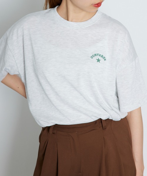 CONVERSE(コンバース)の「【CONVERSE】コンバースロゴワンポイント刺繍Tシャツ /4282-9832(Tシャツ/カットソー・レディース・ピンク/ホワイト/ライトグレー/ライトグリーン・M/L)」の13枚目の写真