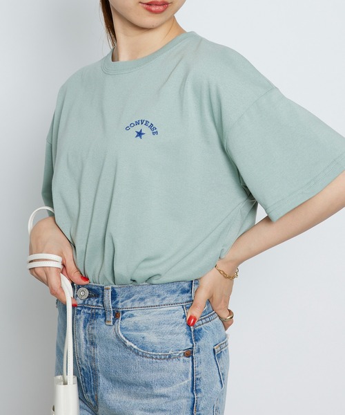 CONVERSE(コンバース)の「【CONVERSE】コンバースロゴワンポイント刺繍Tシャツ /4282-9832(Tシャツ/カットソー・レディース・ピンク/ホワイト/ライトグレー/ライトグリーン・M/L)」の11枚目の写真
