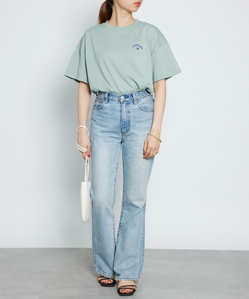 CONVERSE(コンバース)の「【CONVERSE】コンバースロゴワンポイント刺繍Tシャツ /4282-9832(Tシャツ/カットソー・レディース・ピンク/ホワイト/ライトグレー/ライトグリーン・M/L)」の10枚目の写真