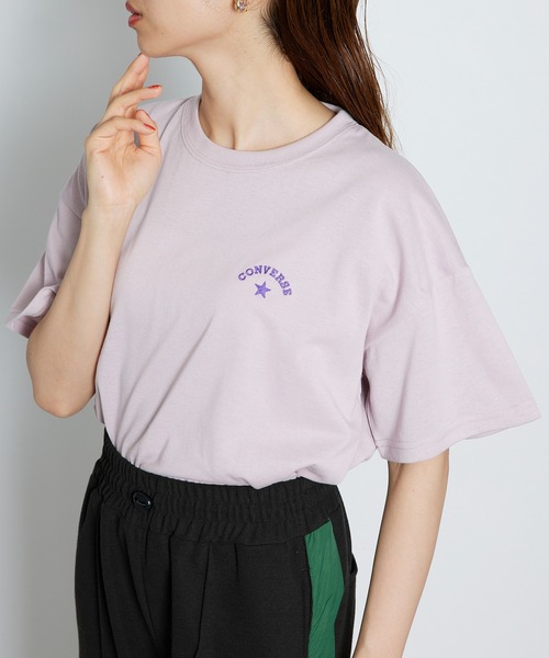 CONVERSE(コンバース)の「【CONVERSE】コンバースロゴワンポイント刺繍Tシャツ /4282-9832(Tシャツ/カットソー・レディース・ピンク/ホワイト/ライトグレー/ライトグリーン・M/L)」の6枚目の写真