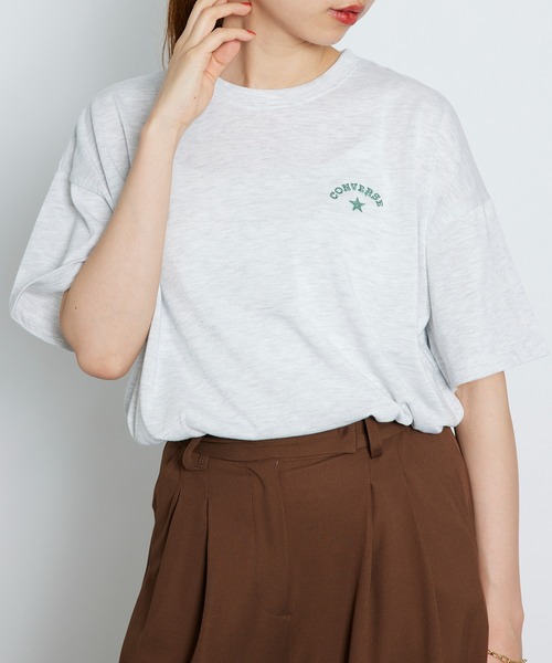 CONVERSE(コンバース)の「【CONVERSE】コンバースロゴワンポイント刺繍Tシャツ /4282-9832(Tシャツ/カットソー・レディース・ピンク/ホワイト/ライトグレー/ライトグリーン・M/L)」の7枚目の写真