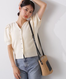 ◆タックショルダーキーネックニット