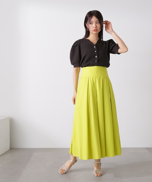 N.（N. Natural Beauty Basic）（エヌエヌナチュラルビューティーベーシック）の「◆タックショルダーキーネックニット（カーディガン/ボレロ・レディース・オフホワイト/スミクロ/オレンジ・MEDIUM）」の16枚目の写真