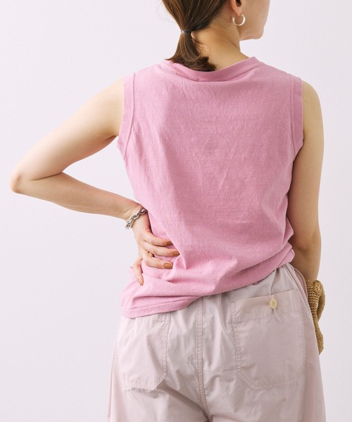 BABYLONE（バビロン）の「コットンリネンスラブノースリカットソー（タンクトップ・レディース・オフホワイト/ピンク/チャコール・フリー）」の12枚目の写真