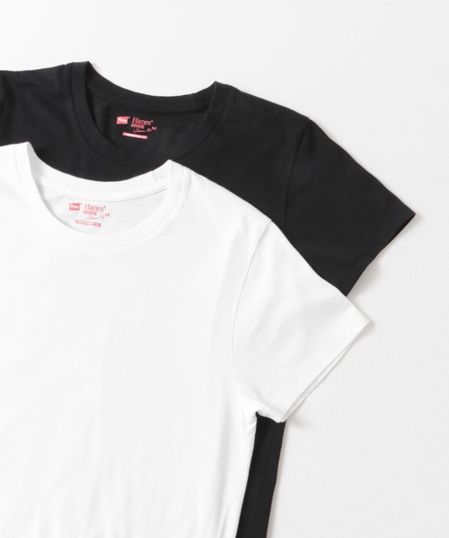 HANES（ヘインズ）の「Hanes　2P JAPANFITクルーネックTシャツ（Tシャツ/カットソー・レディース・ホワイト系その他・MEDIUM）」の2枚目の写真
