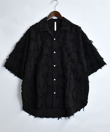 flower pattern fringe shirt/花柄 フリンジ シャツ/半袖シャツ