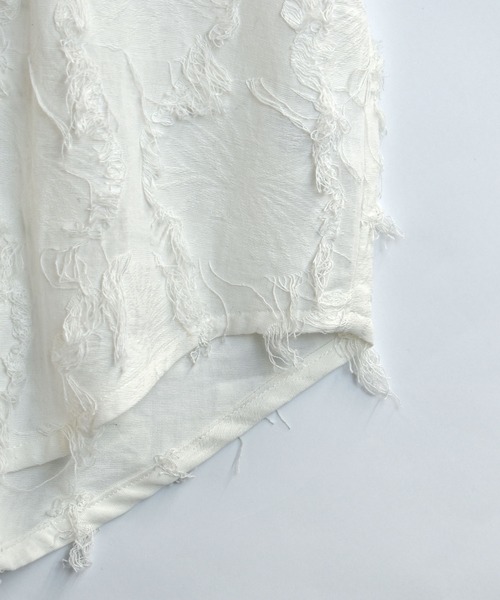 Starting Over(スターティングオーバー)の「flower pattern fringe shirt/花柄 フリンジ シャツ/半袖シャツ(シャツ/ブラウス・メンズ・ホワイト/ブラック/ブラック系その他・M/L/XL)」の6枚目の写真