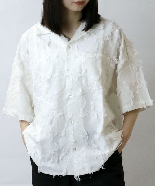 セール】flower pattern fringe shirt/花柄 フリンジ シャツ