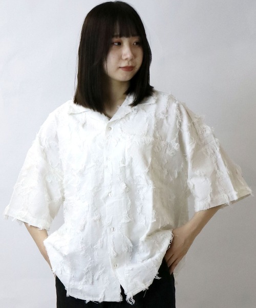 セール】flower pattern fringe shirt/花柄 フリンジ シャツ