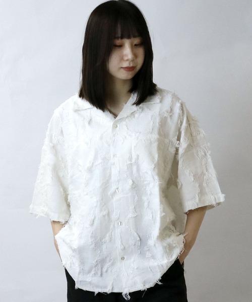 セール】flower pattern fringe shirt/花柄 フリンジ シャツ