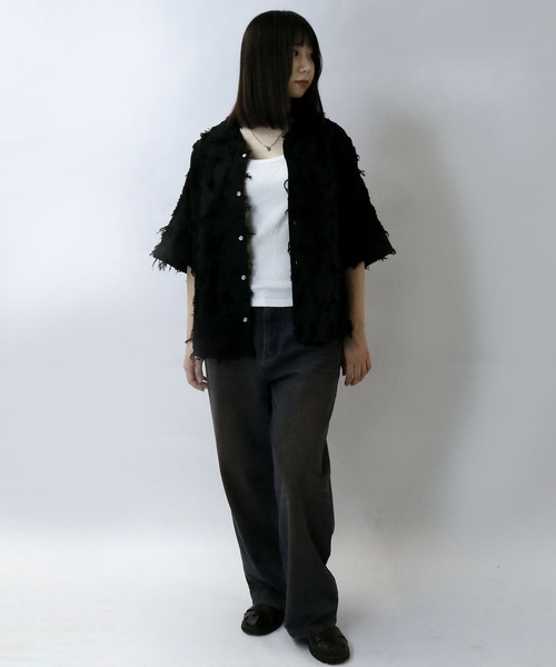 セール】flower pattern fringe shirt/花柄 フリンジ シャツ