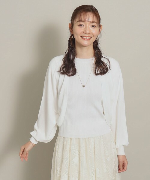 ITS'DEMO（イッツデモ）の「◆【アンチピリング／UV／寒暖差対策】ニットボレロ（カーディガン/ボレロ・レディース・ベージュ/ネイビー/サックスブルー/オフホワイト・00）」の2枚目の写真