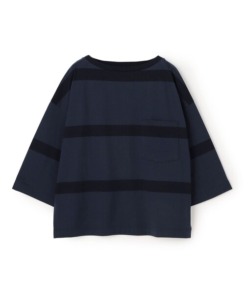 GALERIE VIE（ギャルリー ヴィー）の「ファインコットンボーダー ビックTシャツ（Tシャツ/カットソー・レディース・ホワイト/ベージュ系その他/ネイビー・FREE）」の3枚目の写真