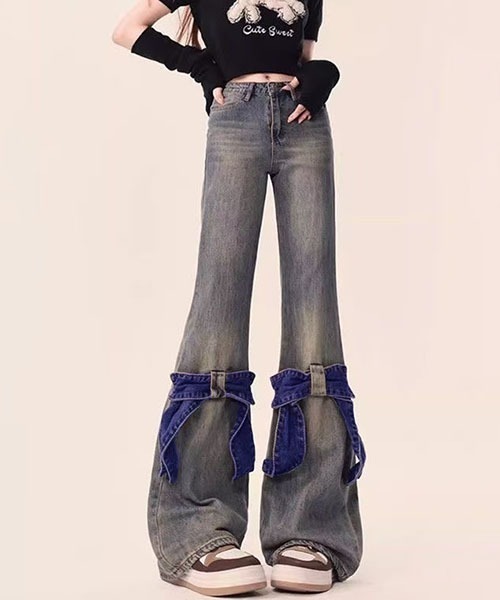 gossip!ロサンゼルス(ゴシップロサンゼルス)の「リボンハイウエストデニムパンツ(デニムパンツ・レディース・ブルー・S/L/M/XS)」の3枚目の写真