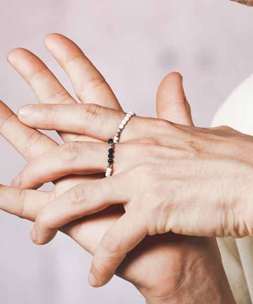 ab1672- 5 pieces natural stone beads ring 天然石ビーズ5Pリング（リング）｜GLIMCLAP（グリムクラップ）