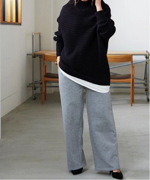 and it_（アンドイット）の「ワイドスウェットパンツ（スウェットパンツ・レディース・杢グレー/ブラック・M-L）」の6枚目の写真