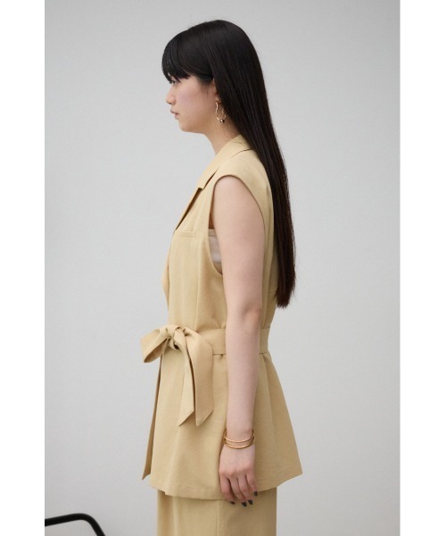 AZUL by moussy（アズールバイマウジー）の「リネンライクジレ（ベスト・レディース・ベージュ/ブラック・FREE）」の7枚目の写真