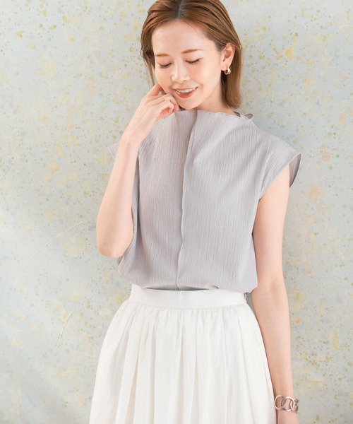 URBAN RESEARCH ROSSO WOMEN（アーバンリサーチ　ロッソ）の「ハイネック楊柳プルオーバー（Tシャツ/カットソー・レディース・グレー系その他/オフホワイト/ブラック・FREE）」の3枚目の写真