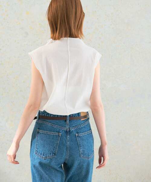 URBAN RESEARCH ROSSO WOMEN（アーバンリサーチ　ロッソ）の「ハイネック楊柳プルオーバー（Tシャツ/カットソー・レディース・グレー系その他/オフホワイト/ブラック・FREE）」の6枚目の写真