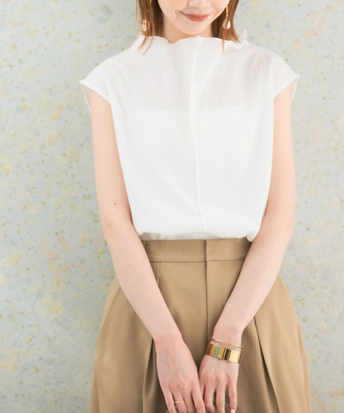 URBAN RESEARCH ROSSO WOMEN（アーバンリサーチ　ロッソ）の「ハイネック楊柳プルオーバー（Tシャツ/カットソー・レディース・グレー系その他/オフホワイト/ブラック・FREE）」の20枚目の写真