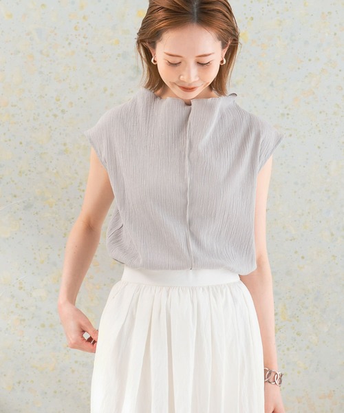 URBAN RESEARCH ROSSO WOMEN（アーバンリサーチ　ロッソ）の「ハイネック楊柳プルオーバー（Tシャツ/カットソー・レディース・グレー系その他/オフホワイト/ブラック・FREE）」の14枚目の写真