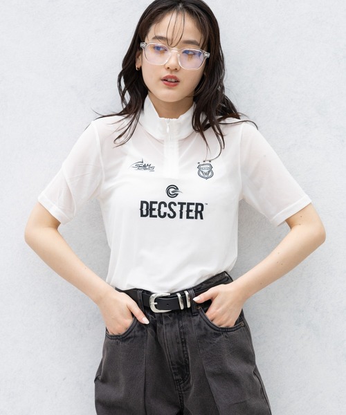 RAGEBLUE（レイジブルー）の「ユニフォームデザインシアーハーフジップ（Tシャツ/カットソー・レディース・ホワイト/ブラック・FREE）」の2枚目の写真