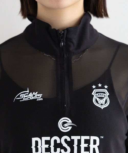 RAGEBLUE（レイジブルー）の「ユニフォームデザインシアーハーフジップ（Tシャツ/カットソー・レディース・ホワイト/ブラック・FREE）」の16枚目の写真