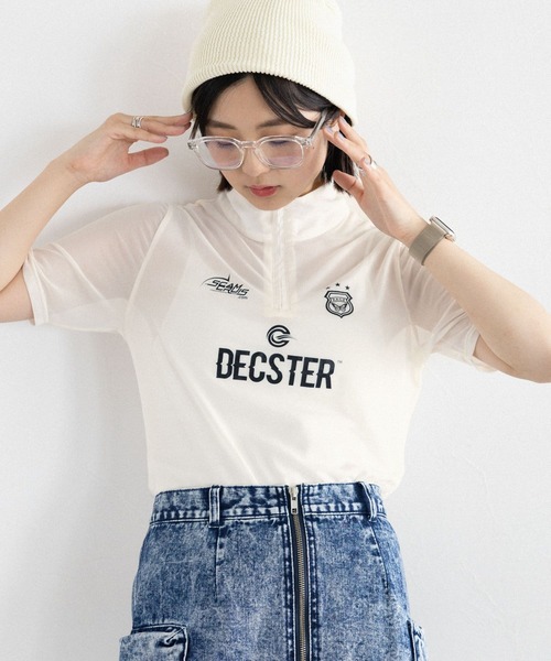 RAGEBLUE（レイジブルー）の「ユニフォームデザインシアーハーフジップ（Tシャツ/カットソー・レディース・ホワイト/ブラック・FREE）」の5枚目の写真