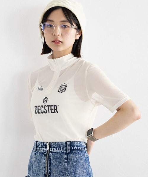 RAGEBLUE（レイジブルー）の「ユニフォームデザインシアーハーフジップ（Tシャツ/カットソー・レディース・ホワイト/ブラック・FREE）」の6枚目の写真