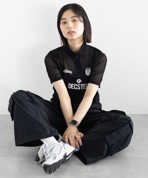 RAGEBLUE（レイジブルー）の「ユニフォームデザインシアーハーフジップ（Tシャツ/カットソー・レディース・ホワイト/ブラック・FREE）」の8枚目の写真