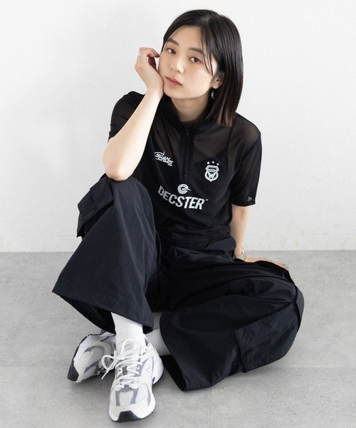 RAGEBLUE（レイジブルー）の「ユニフォームデザインシアーハーフジップ（Tシャツ/カットソー・レディース・ホワイト/ブラック・FREE）」の9枚目の写真