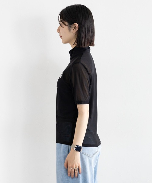 RAGEBLUE（レイジブルー）の「ユニフォームデザインシアーハーフジップ（Tシャツ/カットソー・レディース・ホワイト/ブラック・FREE）」の13枚目の写真