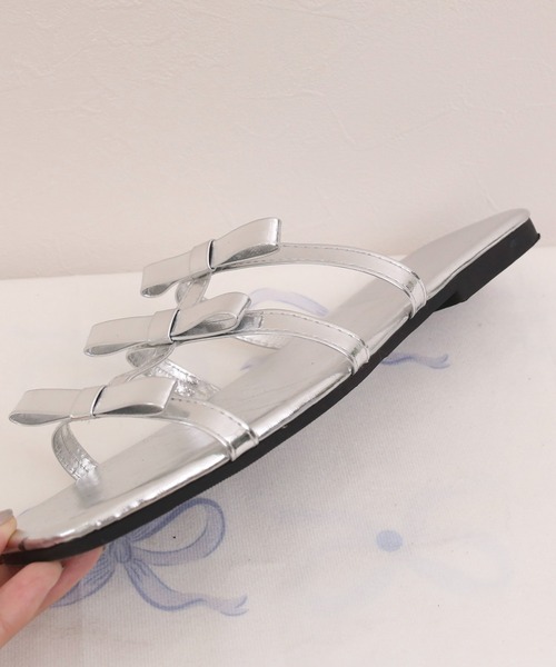 RiLi(リリ)の「フラットリボンサンダル【RL】(サンダル・レディース・ブラック/シルバー・23.5/24.5)」の12枚目の写真